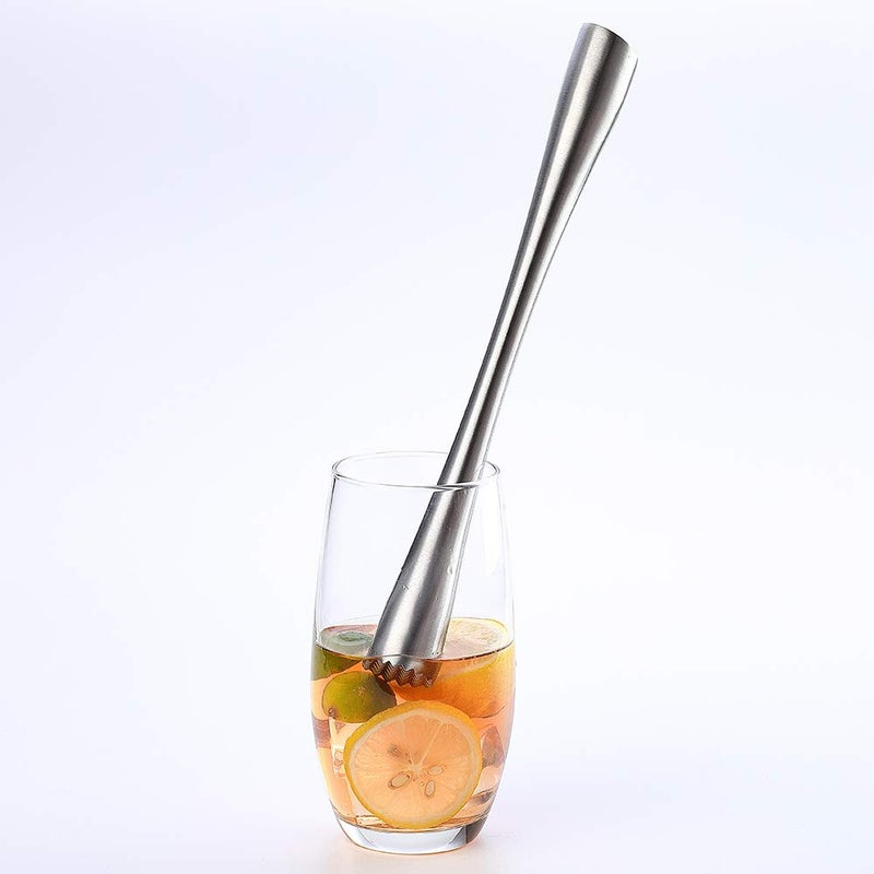 JXS 10" 255MM Stainless Steel Sturdy Cocktail Muddler, Professional Well Made Dishwasher Safe Muddler Bar Tool - Image 3
